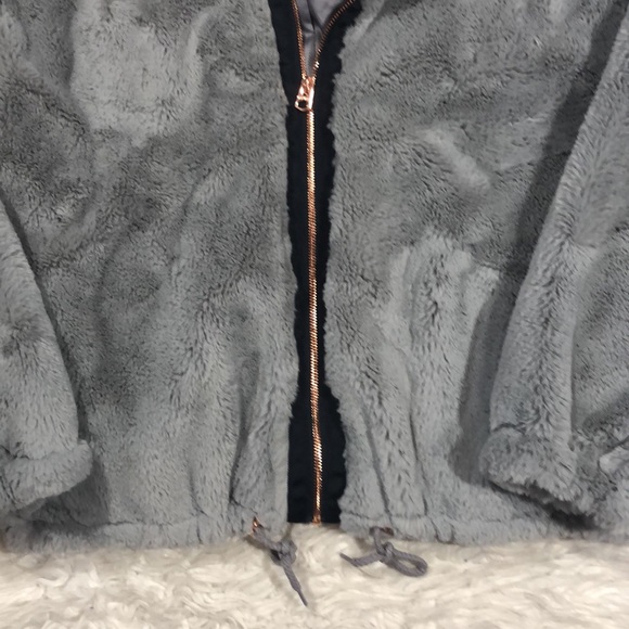 Lucky Brand Missy Faux Fur Gray Teddy Rose Gold Jacket - Picture 5 of 14